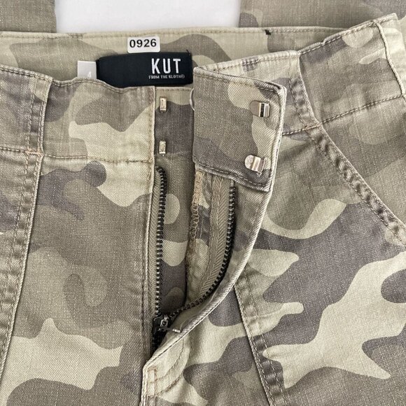 Kut from the Kloth Reese Ankle Straight Leg Pants Camo Print Zipper Hem Women 4 - Picture 8 of 15